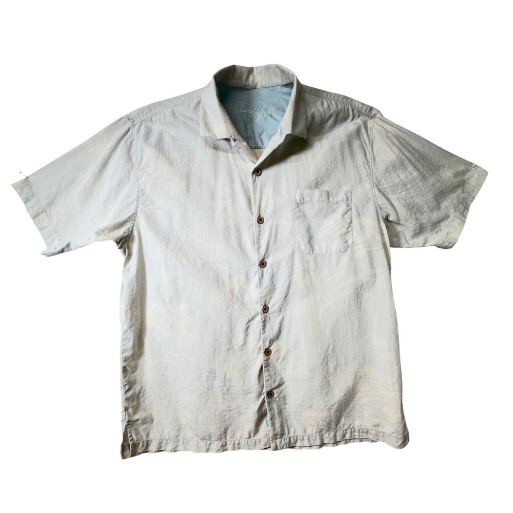 Tommy Bahama‎ Camp Shirt Mens Short Sleeve Button Up Beige Floral